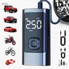 Inflador de Pneu Sem Fio Portátil  Compressor Elétrico com Medidor de Pressão Digital - M6