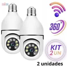 Kit 2 Câmera Segurança Wifi Ip Sem Fio 360 Com Encaixe Lâmpada Bocal Aplicativo Full HD Visão -G4