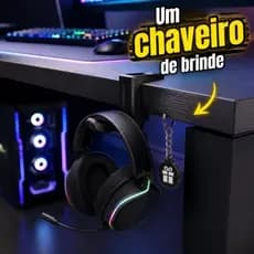 Suporte Headset Gamer Clamp Mesa Premium | Organizador Fone RGB Preto e Branco