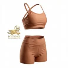 Conjunto Academia Feminino Fitness Short e Top Cintura Alta Zero Transparência bojo