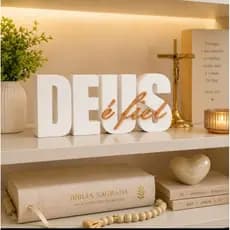 Placa Decorativa Religiosa 3D Deus é Fiel – Decoração Cristã e Presente Evangélico