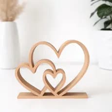 Coração Para Decoração de Ambiente - Escultura 3D Corações Entrelaçados – Amor Infinito