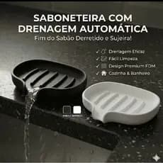 Saboneteira Auto Drenável Banheiro Cozinha Dreno Automático Porta Sabão Não Derrete Design Premium