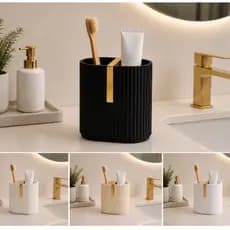 Kit Porta Escovas de Dente Duplo Design Premium e Elegante Bicolor para Banheiro Organizado