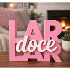letreiro decorativo lar doce lar mesa estante enfeite decoração casa sala escritório