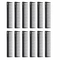 Kit 12 Pentes Carbono Dente Largo Preto Profissional