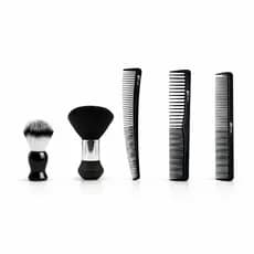 Pincel Barbear Preto+Espanador Preto+3 Pente Carbono Preto