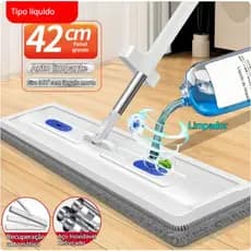 Mop Mágico 360° Seco/Úmido Raspador Integrado Sem Enxágue Compatível com Limpador