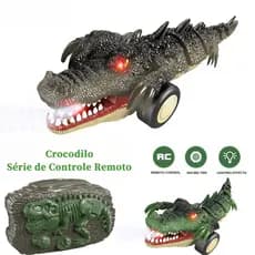 Crocodilo Elétrico com Controle Remoto 2.4G - 360° Rotação, Balanço,Design Realista, Bateria Recarregável - Presente