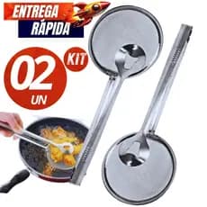 1/2 Pcs Coador Escumadeira 2 em 1 Inoxidável para Fritura e Filtragem de Óleo