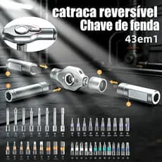 Kit 43 em 1 Pç Jogo Chave Fenda Catracada Bits Soquetes Sextavado