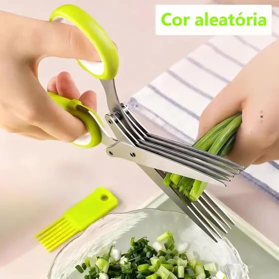 Tesoura Cozinha De Com 5 Lâminas Cortar Picar Alimentos Legumes Verdura e Ervas/Tesoura de Picotar Alimentos temperos