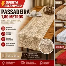 Passadeira de Renda Grande 1,80m – Ideal para Mesas de 6 a 8 Lugares
