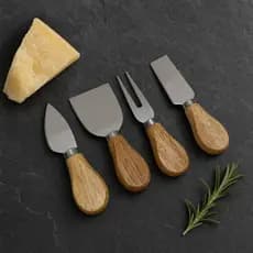 Kit Facas para Queijo TopChef 4 Peças - Aço Inox e Cabo de Madeira
