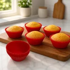 Jogo 6 Formas Silicone Cupcake Antiaderente Forno Airfryer 230C BPA