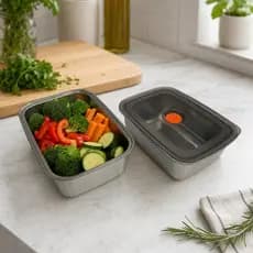 Kit 2 Pote Hermético Aço Inox Com Tampa Vasilha Marmita Prático