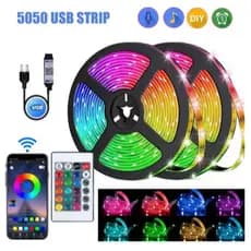 Fita LED RGB 5050 1 Metro USB Bluetooth Controle App E Controle Remoto