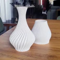 Kit 2 Vasos Decorativos em Espiral Ondulados Impressão 3D