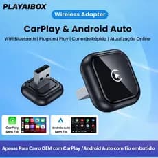 Adaptador Wireless CarPlay e Android Auto 2 em 1 5GHz | Sem Fio Plug & Play | Conexão Automática Bluetooth WiFi