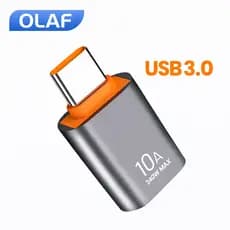 Adaptador USB A para Tipo C OTG 3.0 10A Carregamento Rápido e Transferência de Dados Alta Velocidade