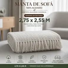 Manta Para Sofá Gigante Premium 2,40 M x 1,80 M Tambaba King Decorativa E Protetora Envio Rápido
