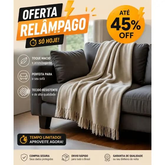 Manta Para Sofá 3,00 M x 1,80 M Premium Gigante Decorativa Protetora De Crochê Envio Imediato