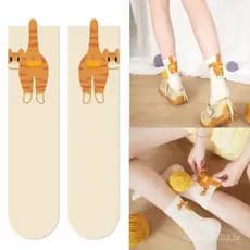 Oi * Meias Tripulação Gatos Desenho Animado Para Engraçada 3D Bolas Felpudas Design Fo