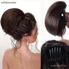itens Coque Bagunçado Sintético Feminino Reto Curto Alto Rabo De Cavalo Extensão Sintética Reta Garra Clipe Chignon Post