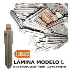 Kit 3 Lâmina L Virgem para Chave Canivete Gm Celta Corsa Meriva