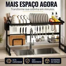 Escorredor de Louça Grande Suspenso para Pia Organizador Cozinha Premium