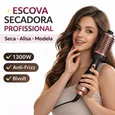 Escova Secadora Profissional 1300W Bivolt Anti Frizz | Escova Modeladora Secador 2 em 1 Cabelo