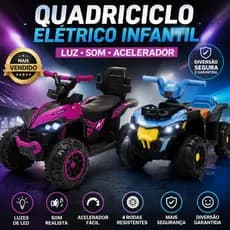 Quadriciclo Infantil Elétrico 4 Rodas 6V com Luz Som Acelerador Brinquedo Criança - Oferta