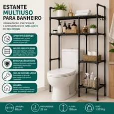 Estante Organizador Banheiro Multiuso Resistente Compacta Moderna Preta