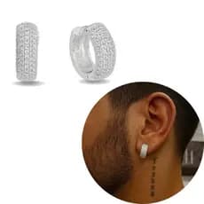 brinco masculino argola cravejada neymar prata hipoalergenico estilo puro jogador modelo ice