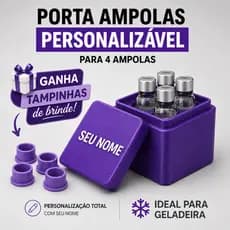 Porta Ampolas |  Caixa Organizadora para 4 Ampolas  | Personalizável + Tampinhas de Brinde
