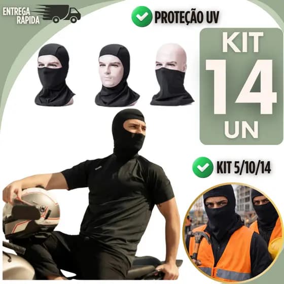 Oferta 5/10 ou 14 Balaclava Touca Ninja Preta Proteção UV – Moto, Bike, Pesca, Uso Tático, Airsoft e Paintball