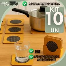 KIT 2/5/10 Descanso de Panela MDF Antiderrapante 14,5cm - Suporta Altas Temperaturas