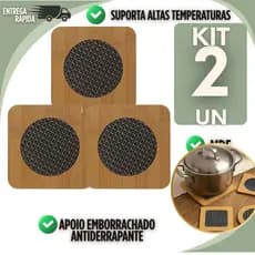 KIT 2 Descansos de Panela MDF Antiderrapante 14,5cm - Suporta Altas Temperaturas - Porta Panela