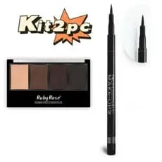 KIT Caneta Delineadora Professional Ruby Rose Hb-090 + Trio Sombra Para Sobrancelhas Ruby Rose