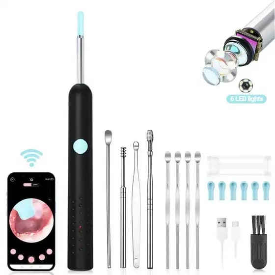 Remoção de Cera de Ouvido, Kit de Limpeza de Ouvido com Câmera 1296P, Câmera para Ouvido, Ferramenta Removedora de Cera