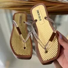 CHINELO  FEMININO LAMINADO   BRILHO QUADRADO SLT