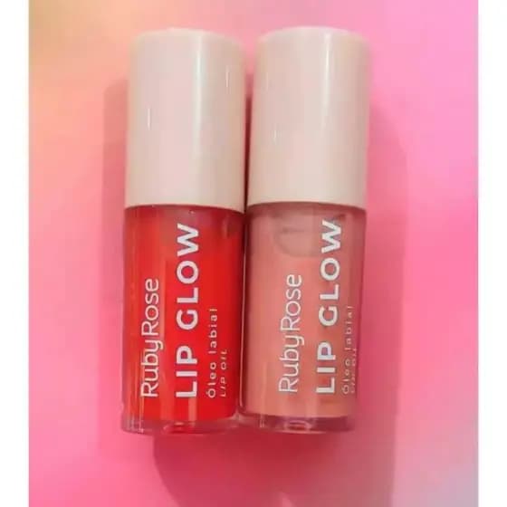 Kit Lip Gloss Óleo Labial Ruby Rose Hidratante Brilho Intenso 2 Cores