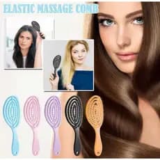 Escova Flex Oval Vazada Desembaraçadora com Cabo - Flexível, Desembaraça Seco e Molhado, Massagem ao Couro Cabeludo
