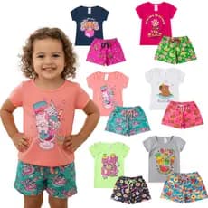 Roupa Infantil Menina Conjunto Verão Criança Feminino Tamanho 1 ao 8 Kit de 2, 4 ou 6 Peças