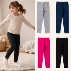 Kit com 4 ou 2 Calça Legging Infantil Menina Cotton Algodão Lisa Escolar Sortidas 1 ao 8