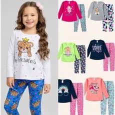 Kit 4 ou 2 Peças Infantil Menina com Blusa e Legging Estampado Inverno Conjunto Infantil Menina