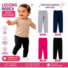 Kit 4 ou 2 Calça Legging Bebê Infantil Menina Escolar Sortida Tamanho 01 e 02