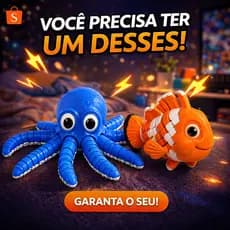 Kit Brinquedo Sensorial Antiestresse Polvo Articulado + Peixe Palhaço Flexível Colorido Infantil