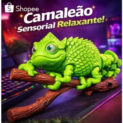 Camaleão Articulado Sensorial Relaxante Presente Brinquedo - Foco para Crianças e Adultos