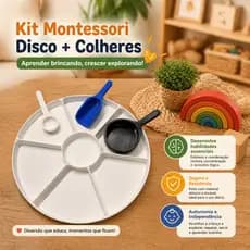 Kit Sensorial Infantil Montessori Disco e Colheres Brinquedo Educativo Coordenação Motora